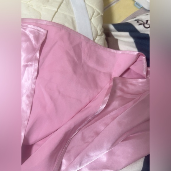 Bronx & Banco Pink Satin Strapless Sequin Tassel High Slit Gina Gown S NWOT - Picture 11 of 14